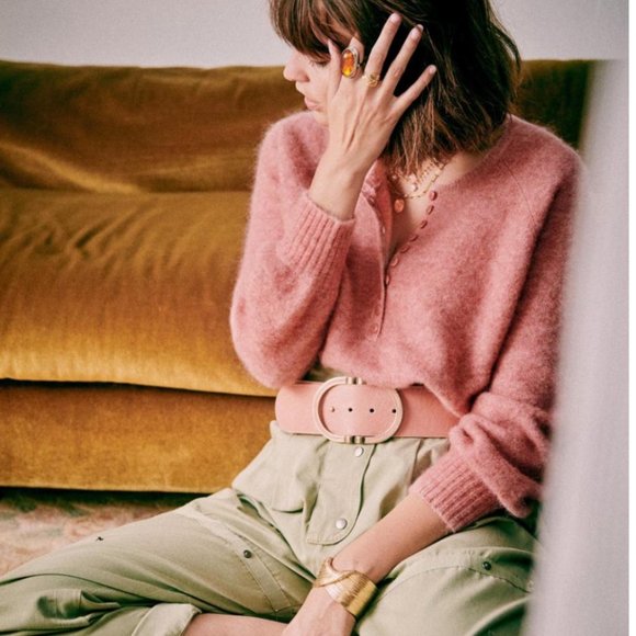 Sezane Pink Crew Neck Sweater - Picture 2 of 16